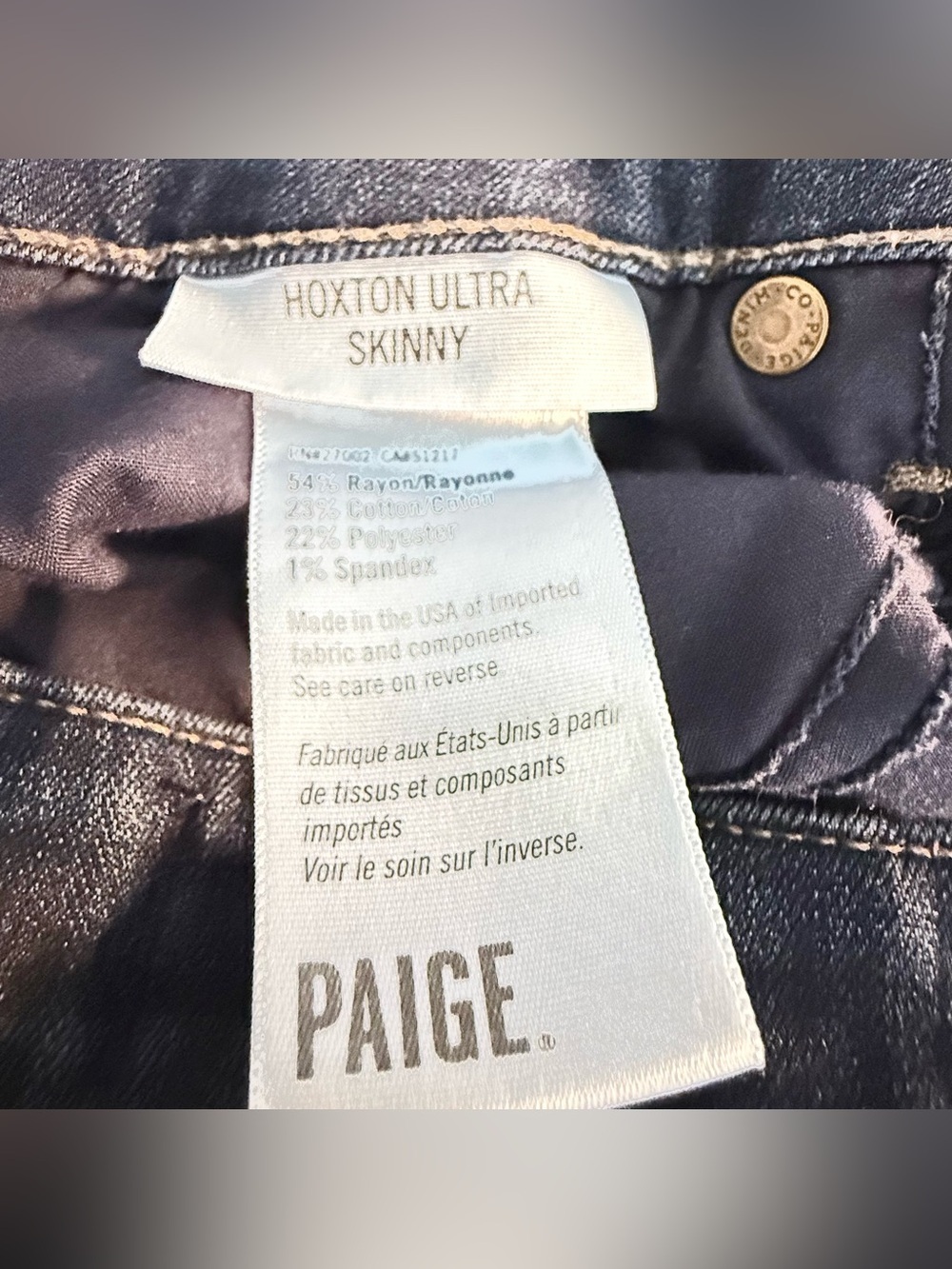 Paige "Hoxton Ultra Skinny" High Rise Dark Wash Skinny Jeans In Mona Color Sz 29 - Picture 9 of 11
